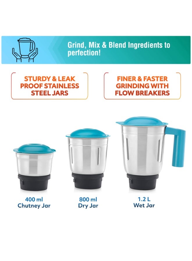 USHA Rapidmix 500-Watt Copper Motor Mixer Grinder With 3 Jars And 2 Years Product Warranty & 5 Years Motor Warranty - Image 4